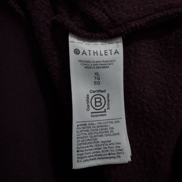 Athleta Forever Fleece Oversized 1/4 Zip Pullover Hoodie Purple Size XL - Picture 7 of 8